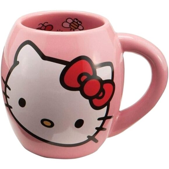 Hello Kitty Cup Pink Kawaii Coffee Mug BRAND NEW 18oz Oval Ceramic Sanrio Gift - Picture 4 of 5